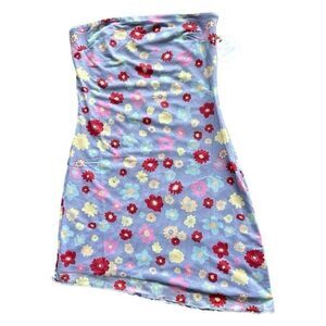 Revolve More To Come Purple Floral Strapless Mini Bodycon Cocktail Dress M